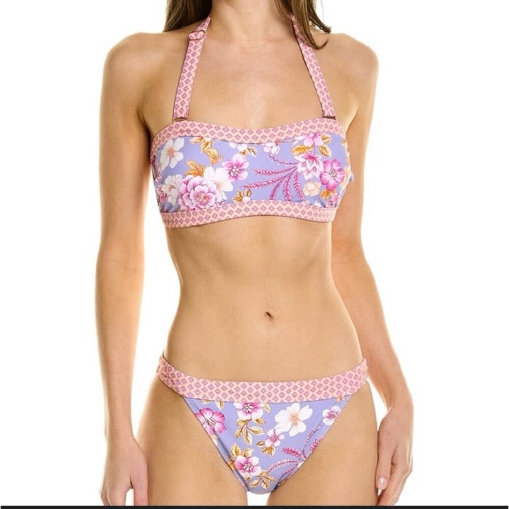 NANETTE LEPORE Brielle Lavender Floral Printed Halter Neck Bikini Set 12